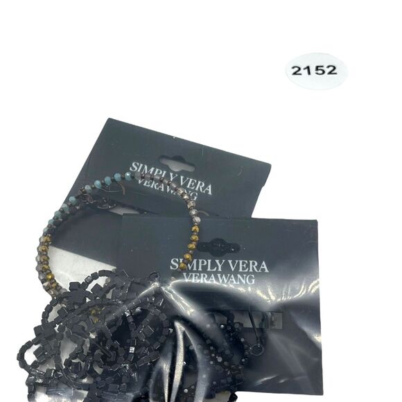 Simply Vera Vera Wang Earrings Leverback Beaded Drop Hoop New on Card Earthy - Picture 6 of 11